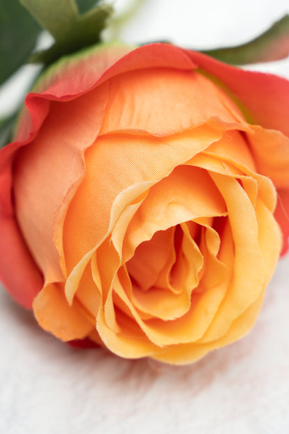 Artificial Flower Bud Rose in Orange - 11&quot;