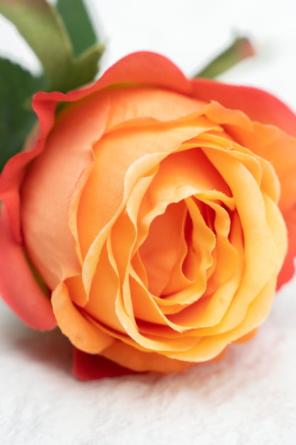 Artificial Flower Bud Rose in Orange - 11&quot;