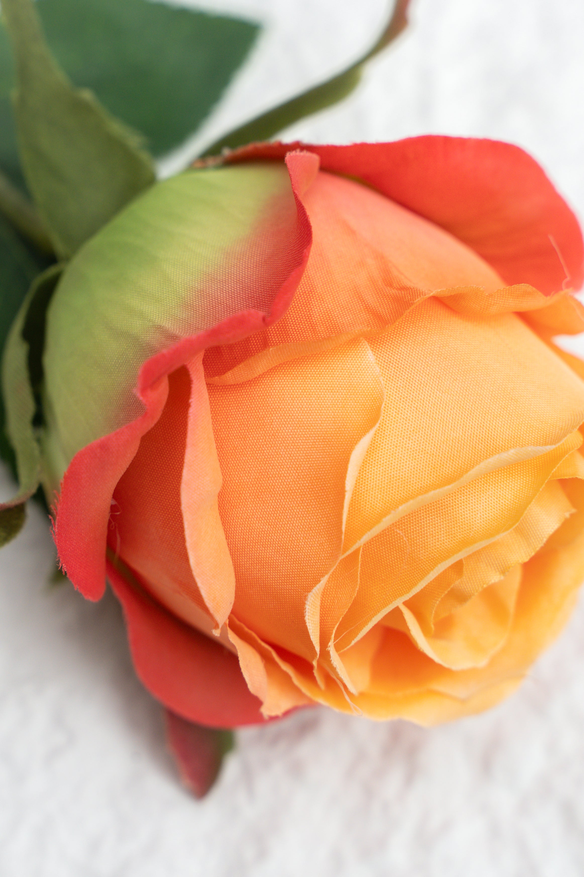 Artificial Flower Bud Rose in Orange - 11&quot;