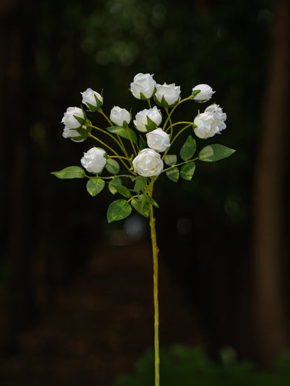 White Artificial 13-headed Spray Rose  Flower - 22&quot;