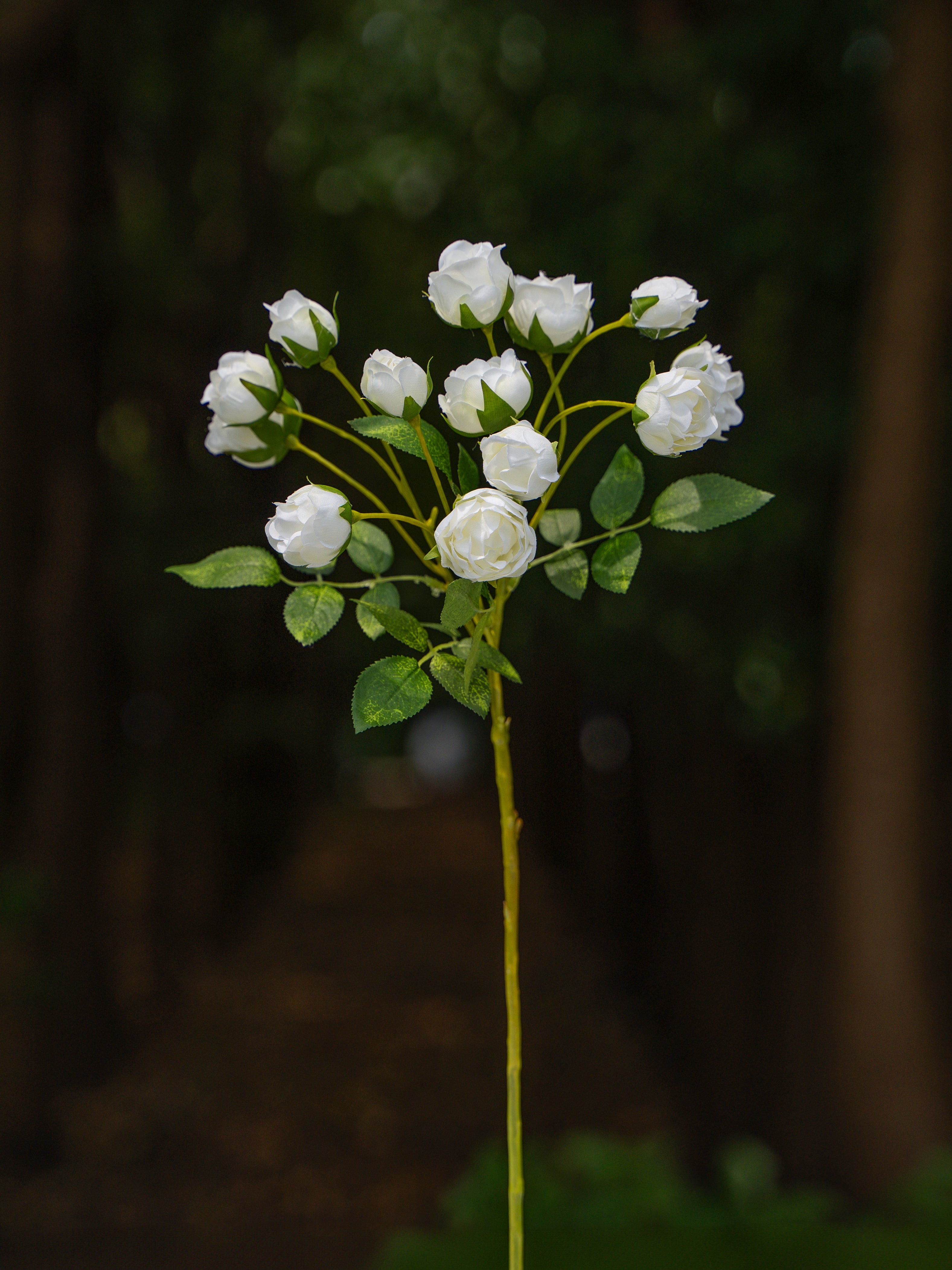 White Artificial 13-headed Spray Rose  Flower - 22&quot;