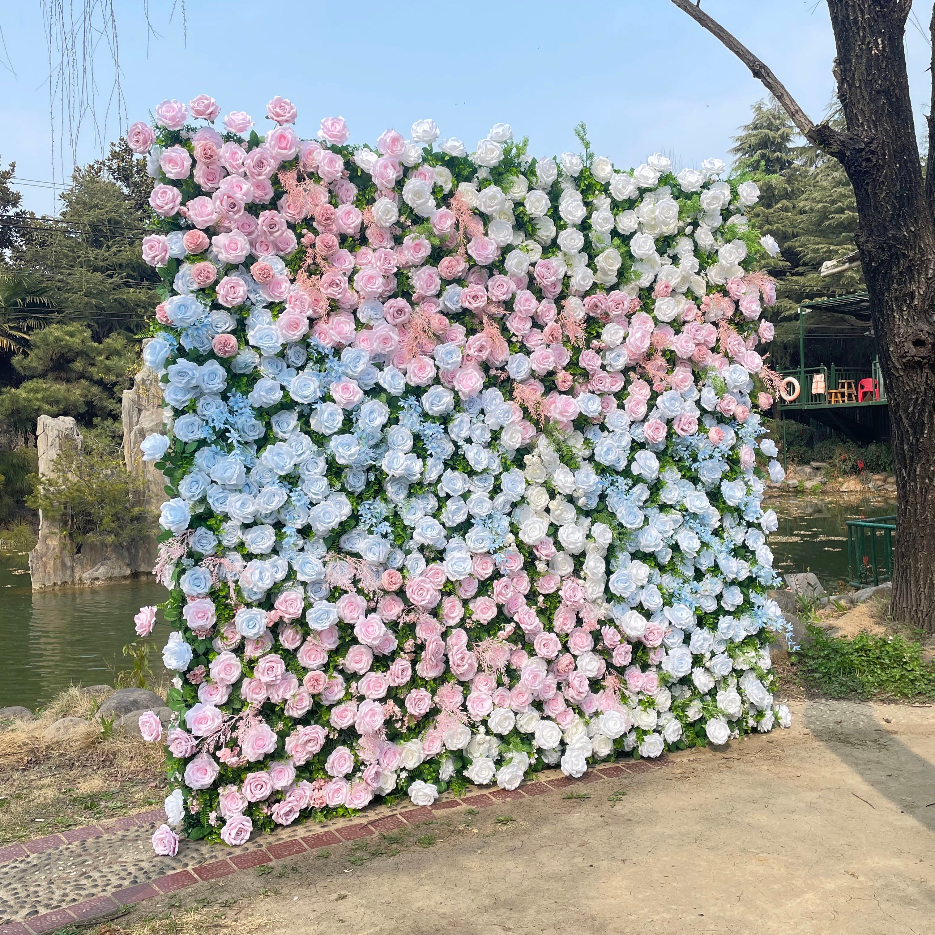 Hope：5D Fabric Artificial rolling up curtain flower wall