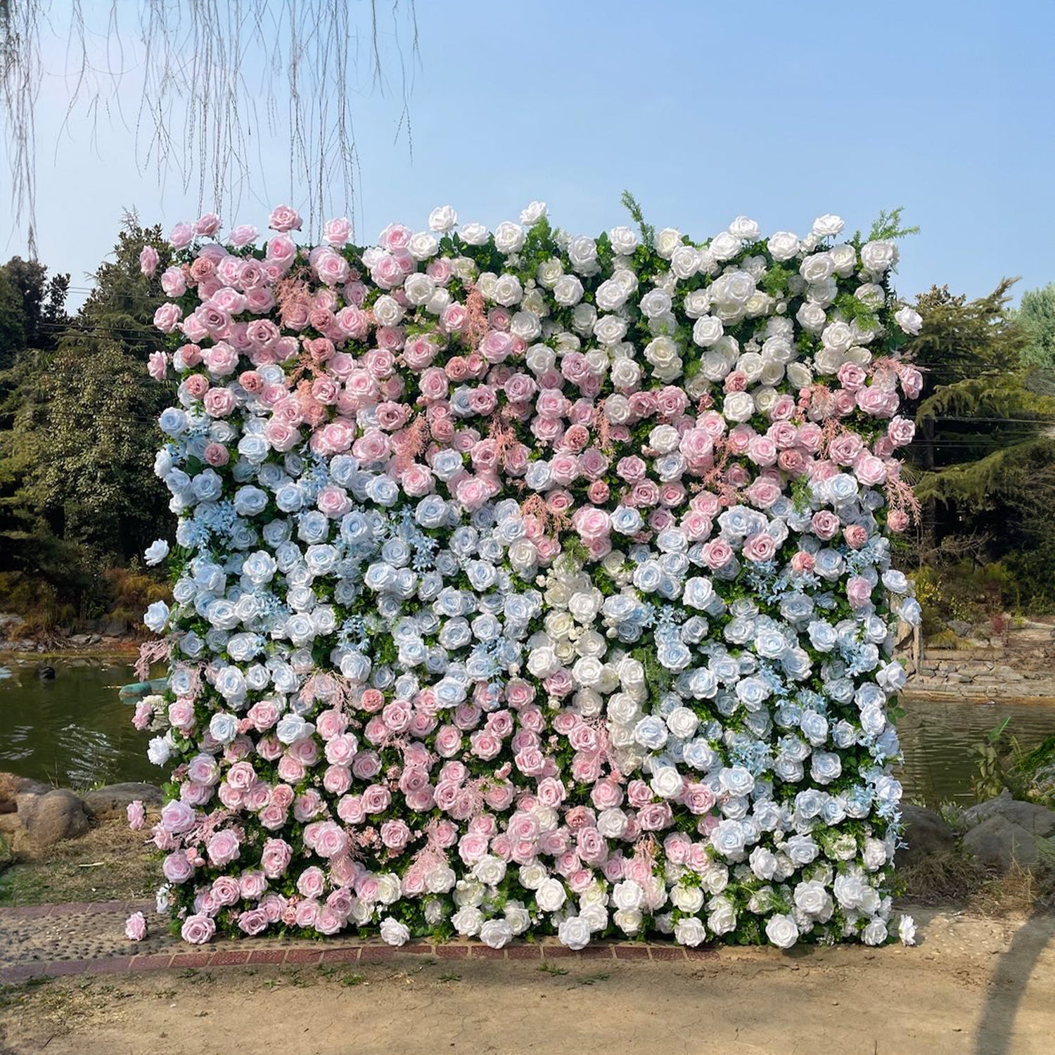 Hope：5D Fabric Artificial rolling up curtain flower wall