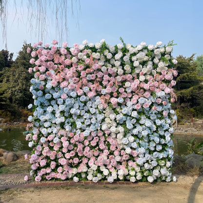 Hope：5D Fabric Artificial rolling up curtain flower wall