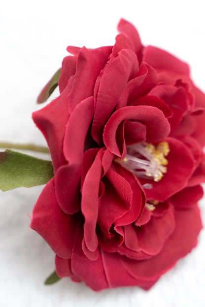 Red  Artificial Cabbage Rose - 10&quot;