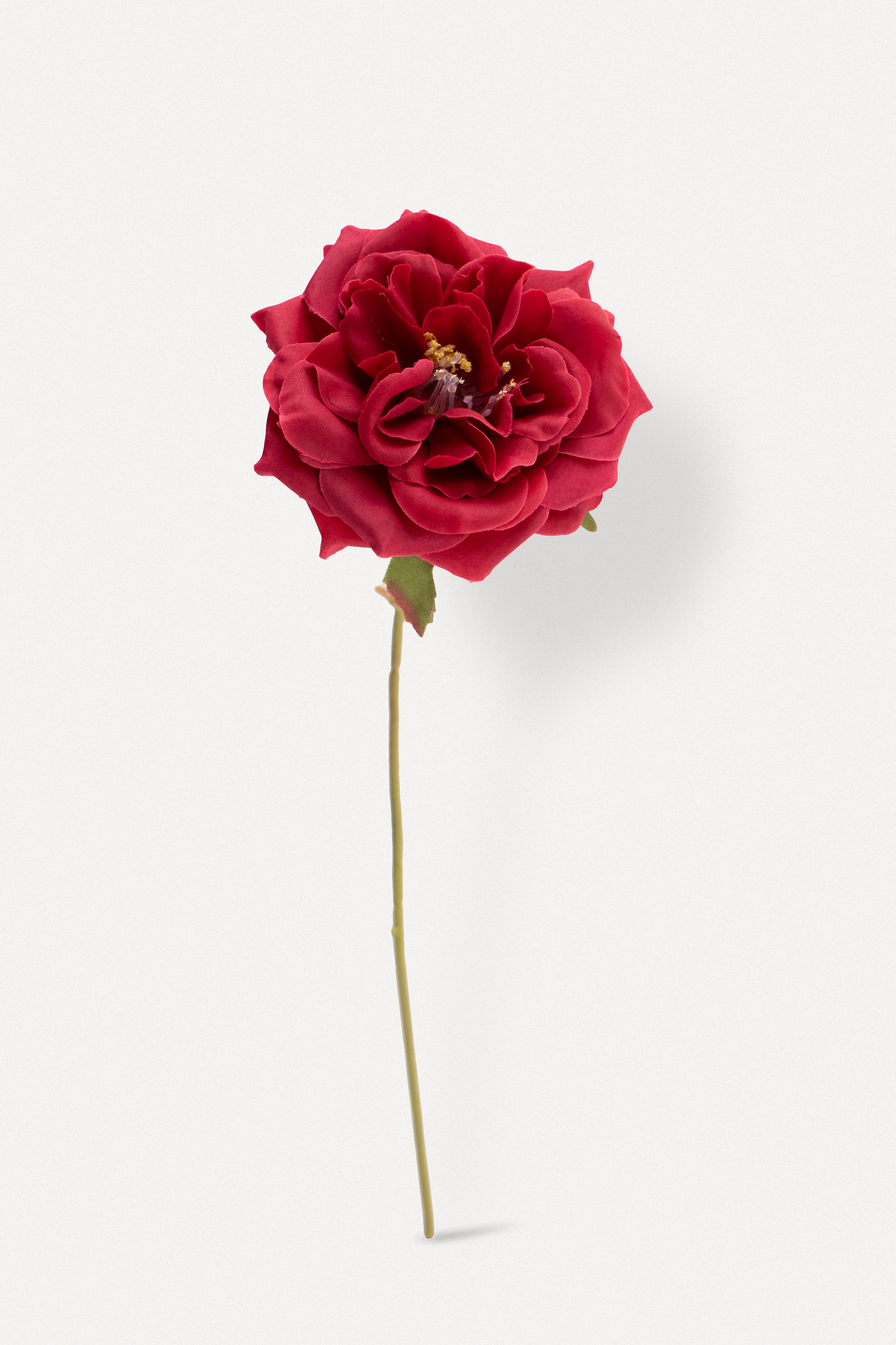 Red  Artificial Cabbage Rose - 10&quot;