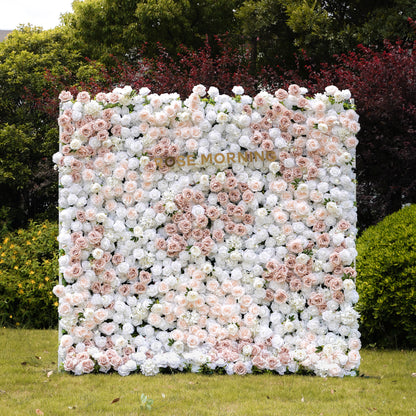 Corrine：5D Fabric Artificial rolling up curtain flower wall