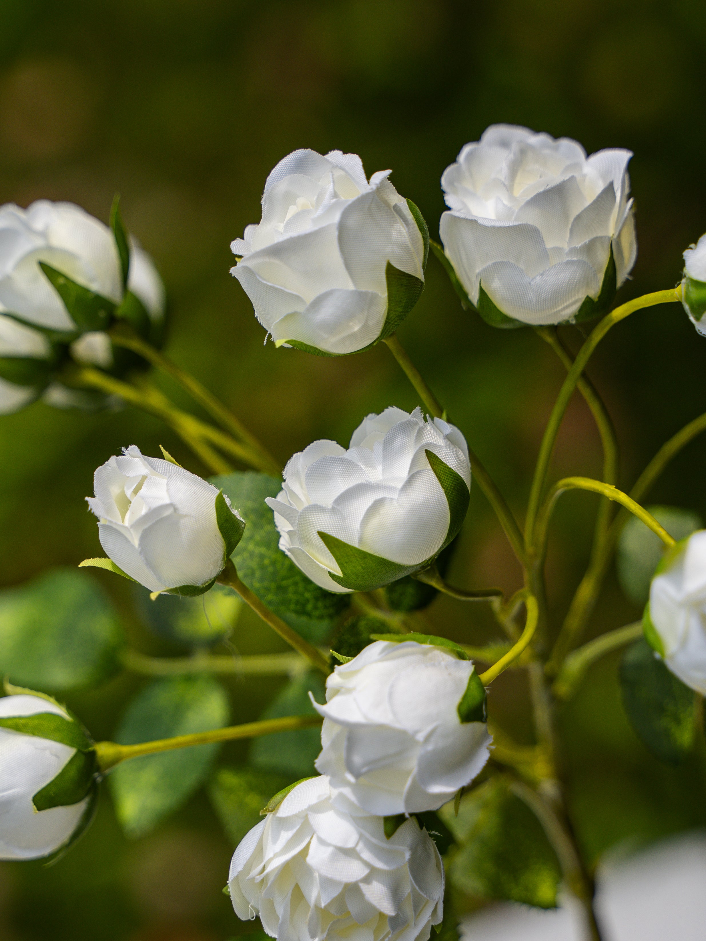 White Artificial 13-headed Spray Rose  Flower - 22&quot;