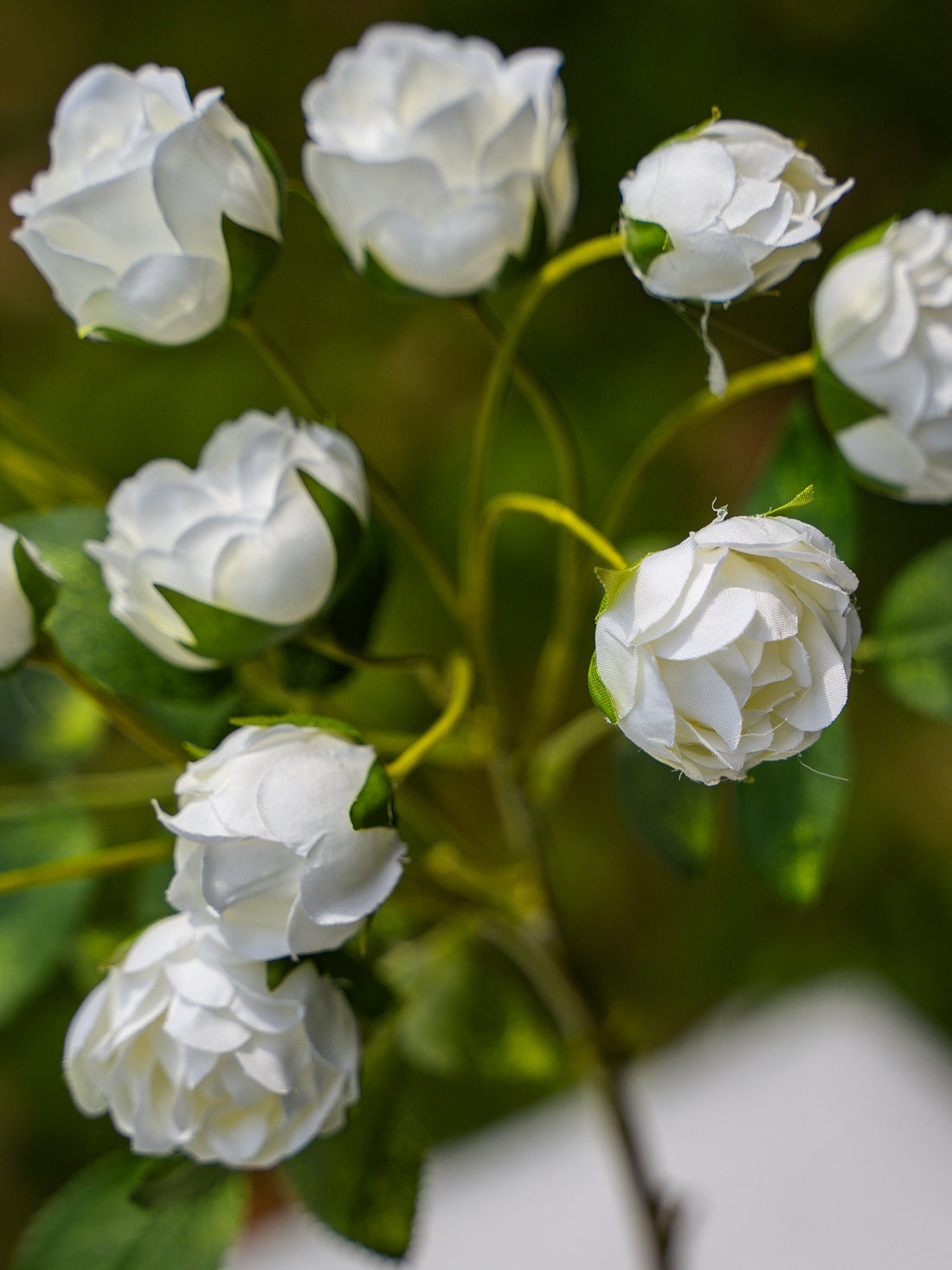 White Artificial 13-headed Spray Rose  Flower - 22&quot;