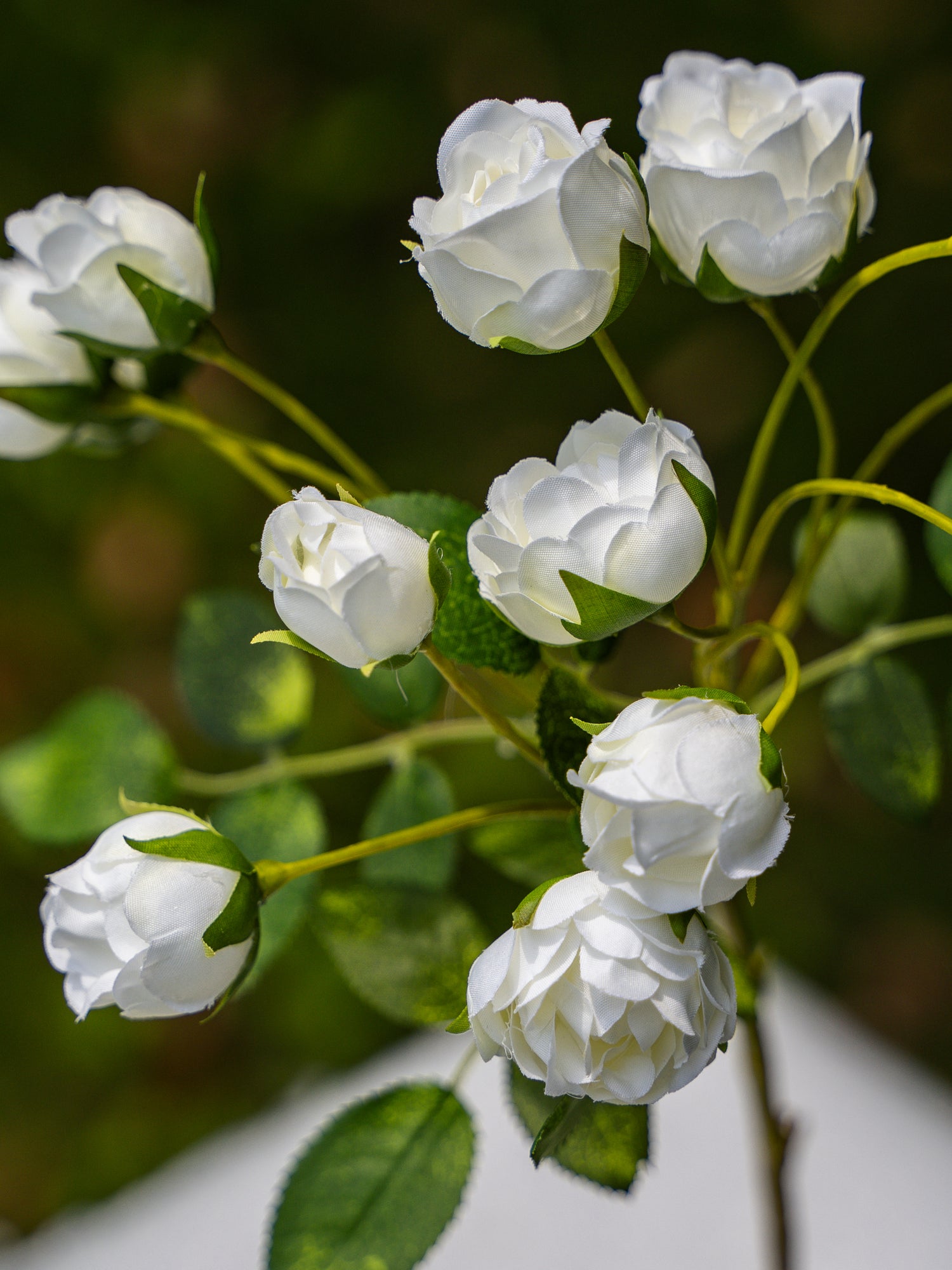 White Artificial 13-headed Spray Rose  Flower - 22&quot;