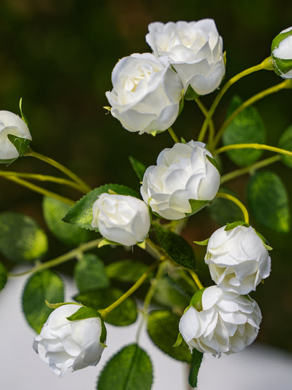 White Artificial 13-headed Spray Rose  Flower - 22&quot;