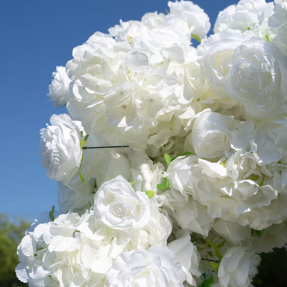 Snowflakes：Fabric Artificial rolling up curtain flower arch（Not Including Frame)