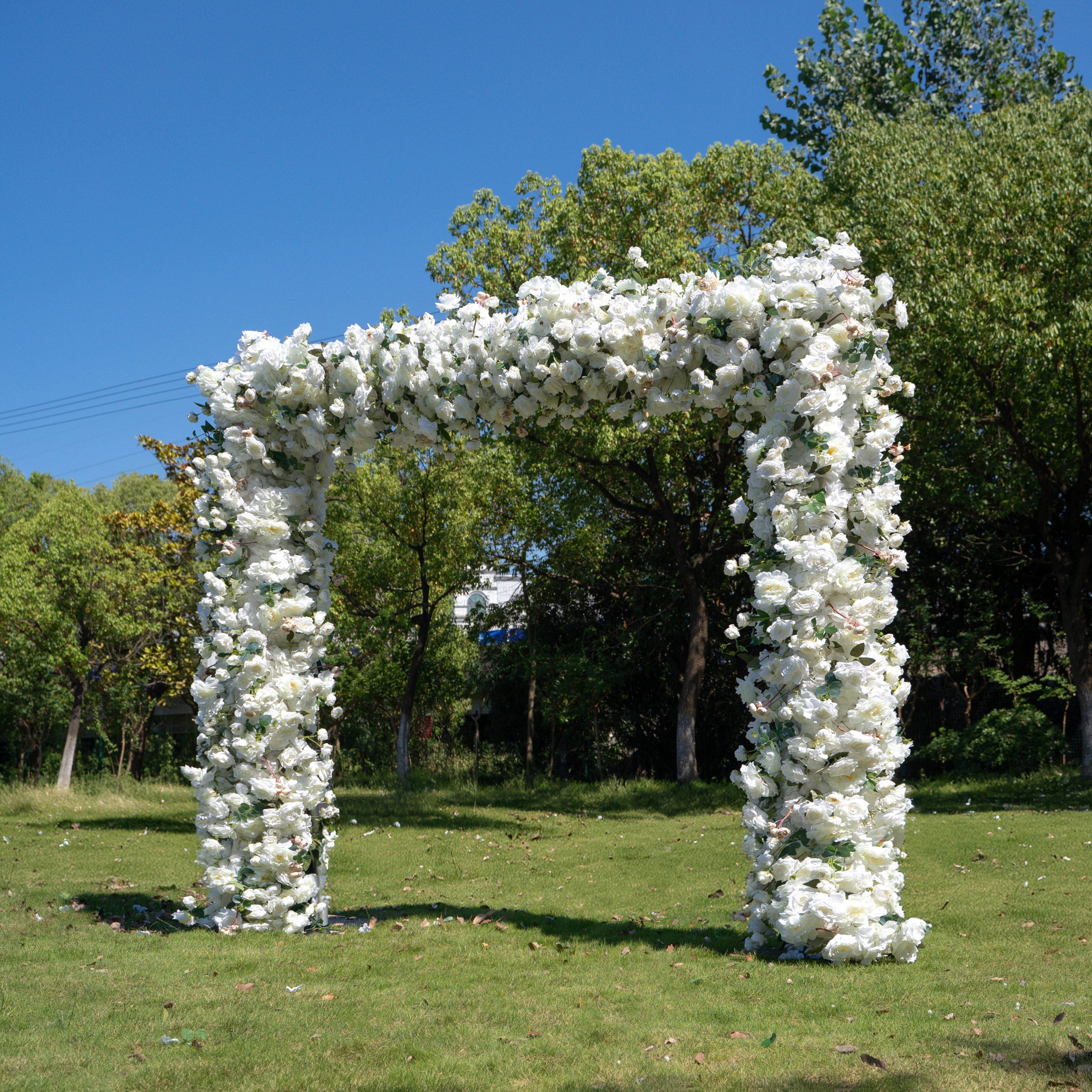 Ice：Fabric Artificial rolling up curtain flower arch（Not Including Frame)