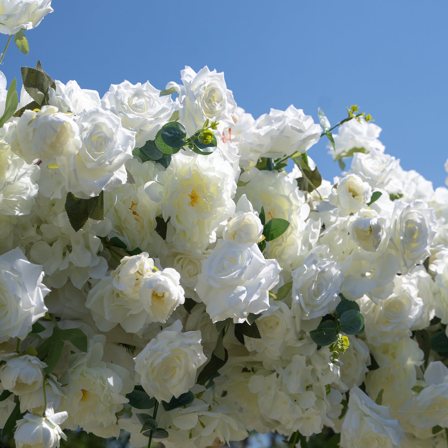 Ice：Fabric Artificial rolling up curtain flower arch（Not Including Frame)