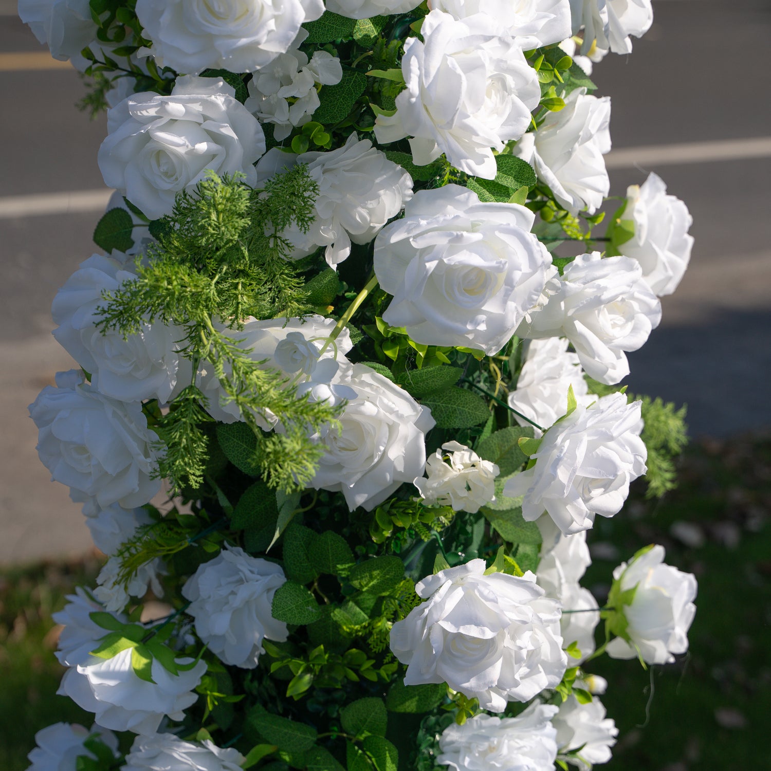 Nature：Fabric Artificial rolling up curtain flower arch（Not Including Frame)