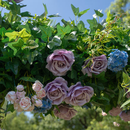 Pulsating： Fabric Artificial rolling up curtain flower arch（Not Including Frame)