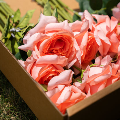 Light Orange Curled Rose Flower- 19&quot;