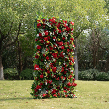 MC-A: Christmas Fabric Backdrop Artificial rolling up flower wall 4*8ft+Xmas Loose Flowers