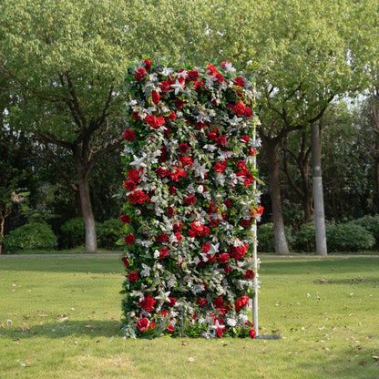 MC-B: Christmas Fabric Backdrop Artificial rolling up flower wall 4*8ft+Xmas Loose Flowers+1 Flower Wall Stand