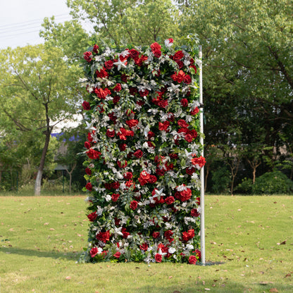 MC-B: Christmas Fabric Backdrop Artificial rolling up flower wall 4*8ft+Xmas Loose Flowers+1 Flower Wall Stand