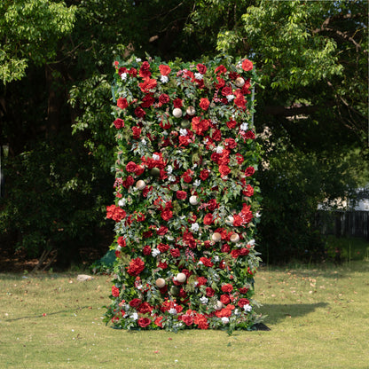 MC-3: Christmas Fabric Backdrop Artificial rolling up flower wall 4*8ft+Xmas Loose Flowers