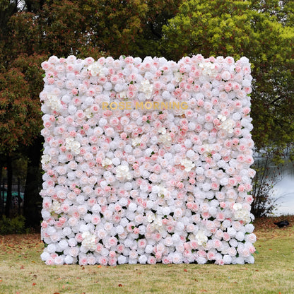 Claudia：5D Fabric Artificial rolling up curtain flower wall