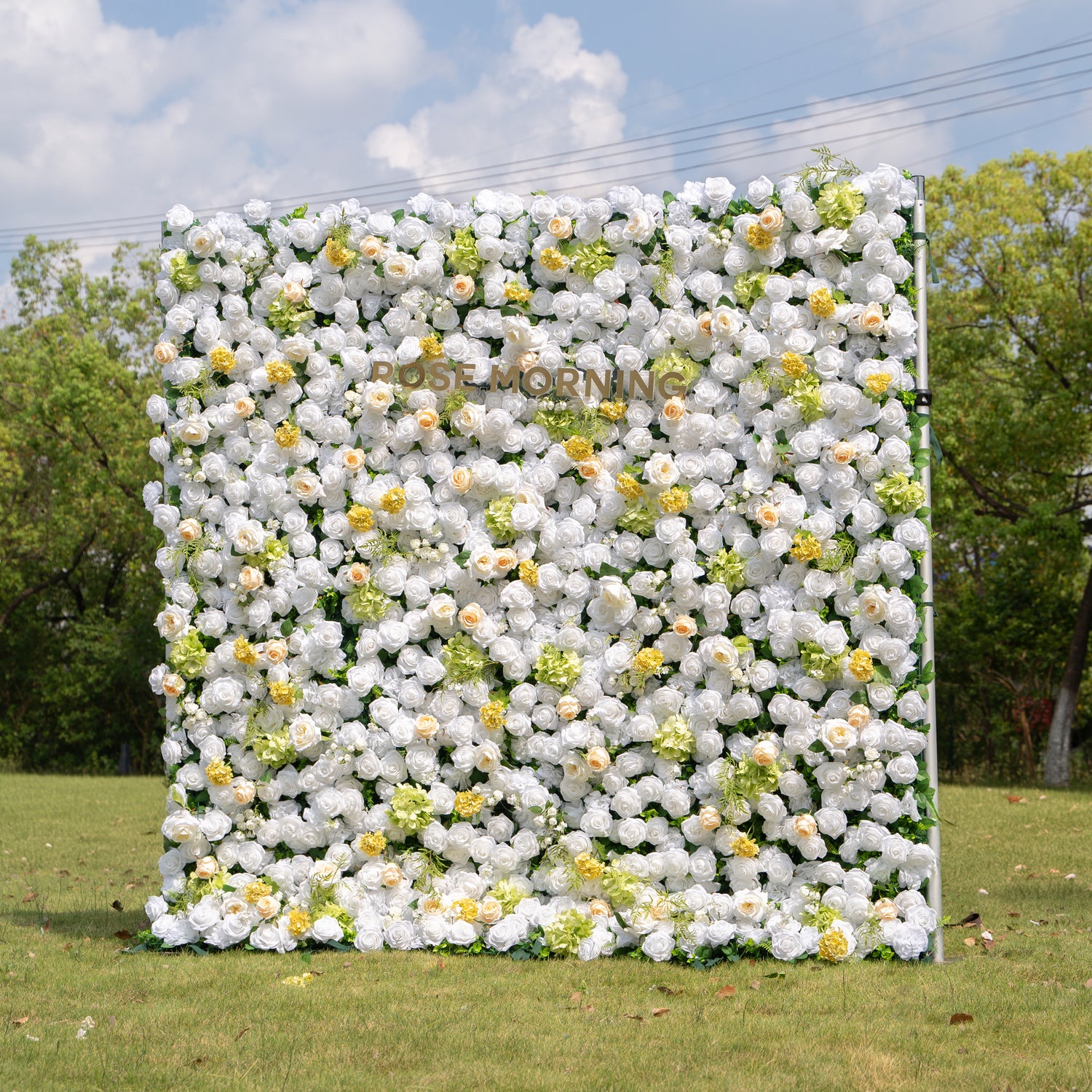 Lesly：5D Fabric Artificial rolling up curtain flower wall