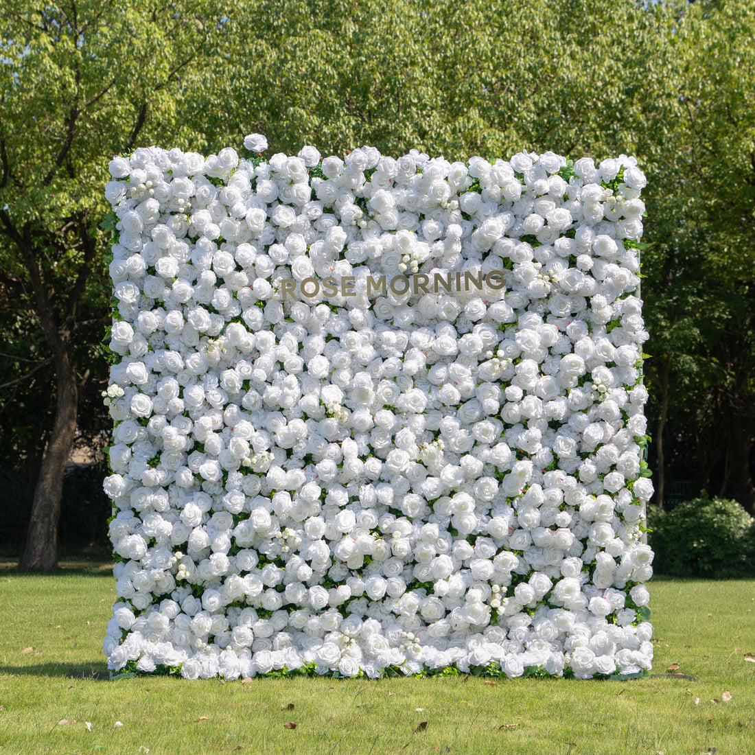 CP05: One Fabric Backdrop Artificial rolling up flower wall+100 Loose Flowers  (White)