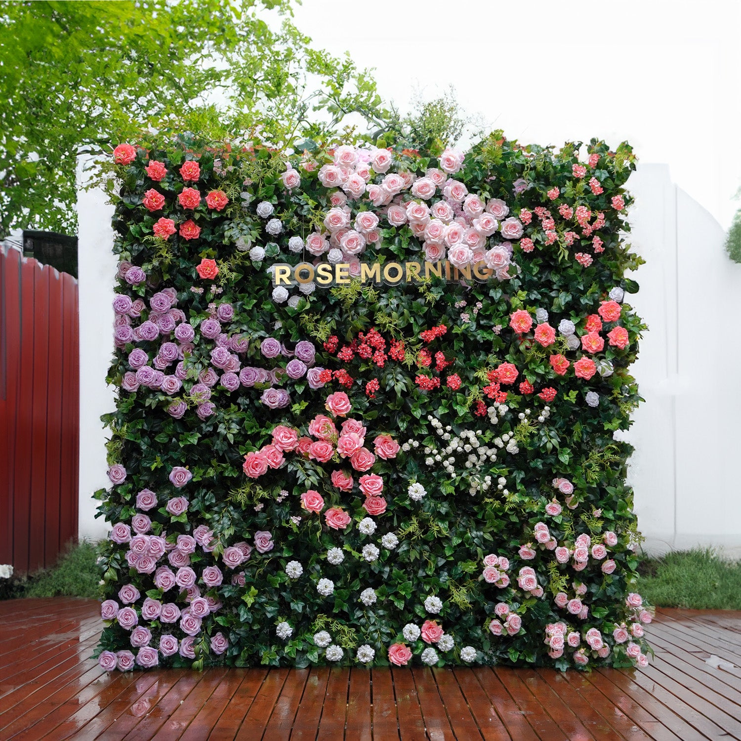 Vonnie：5D Fabric Artificial rolling up curtain flower wall