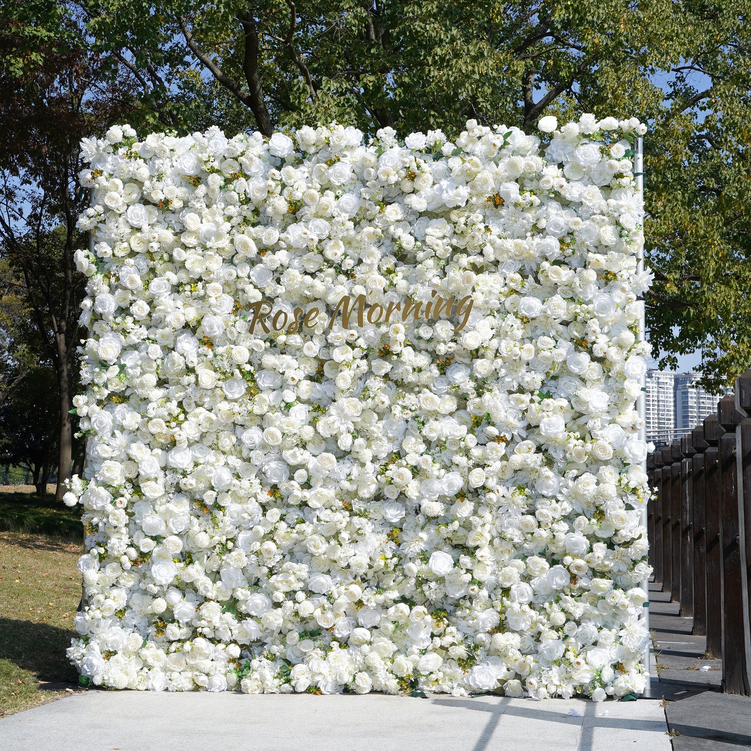 YaYa：Rose Morning Zipper flower wall Fabric Backdrop Artificial rolling up curtain flower wall